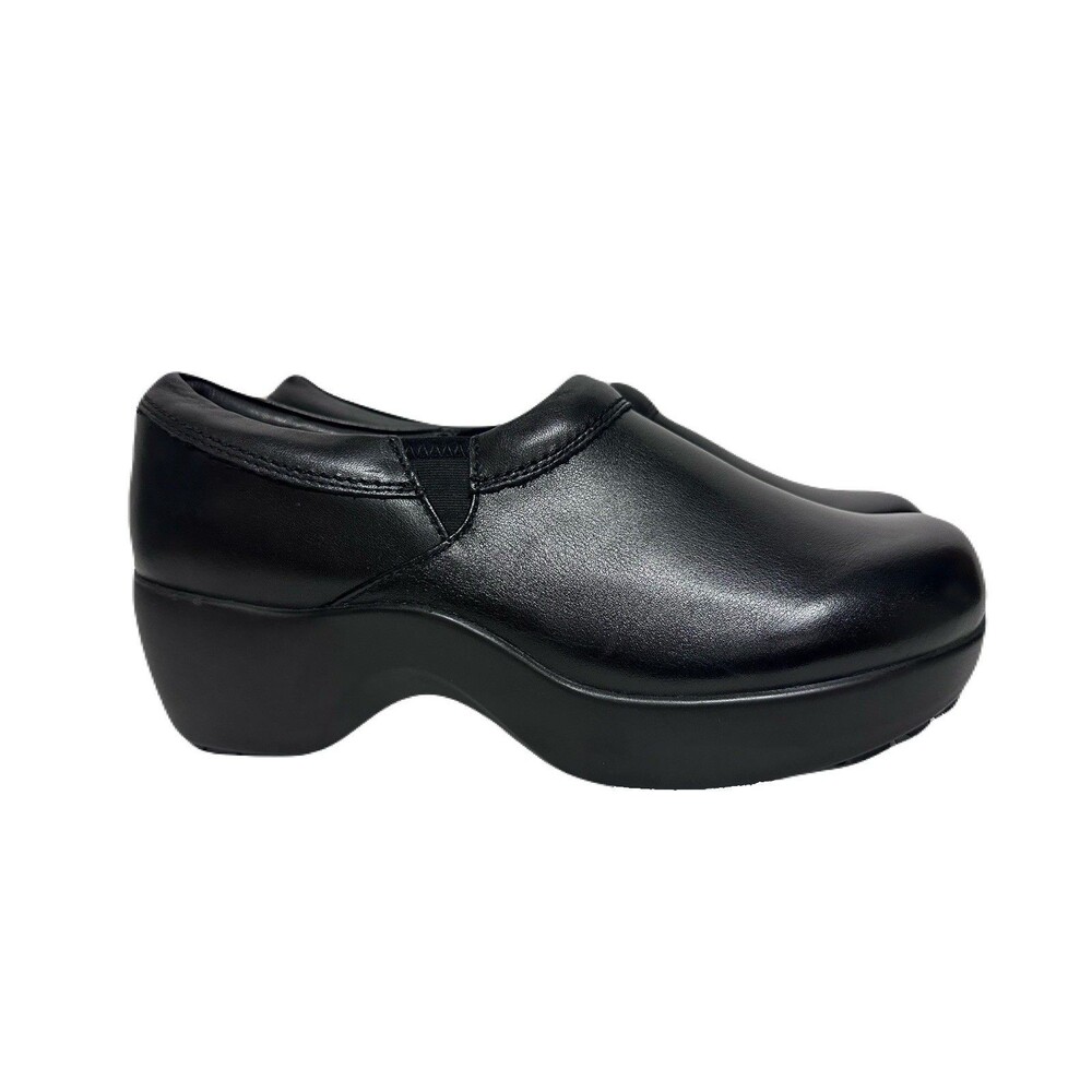 NEW SR Max Geneva Womens Size 9 / 41 Black Leather Slip Resistant Clog Soft Toe - Picture 2 of 9